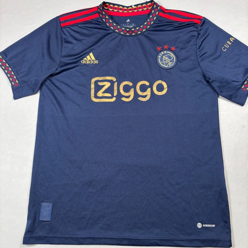 Adidas Ajax Amsterdam Men Large Navy‎ Blue Soccer Jersey Buena Vista 7 Ziggo